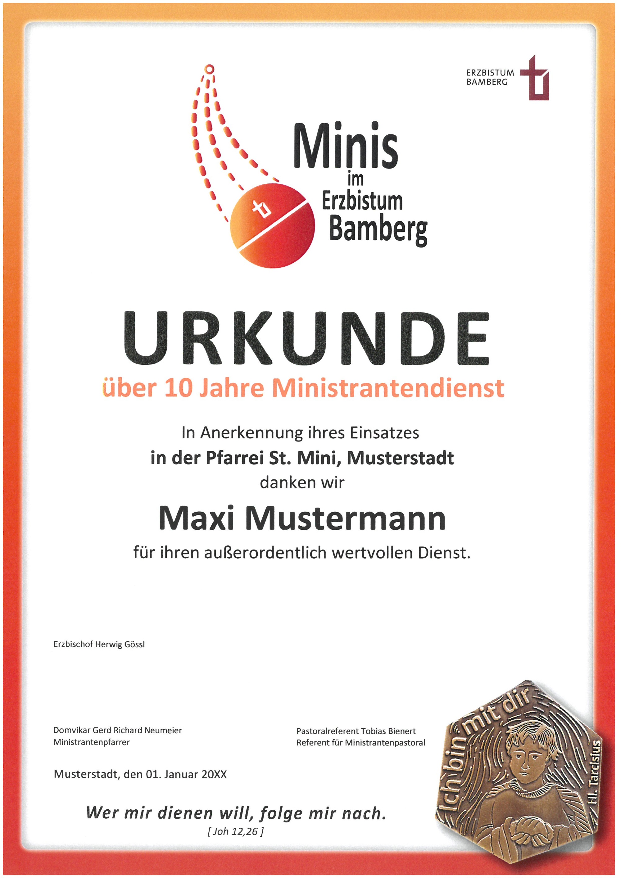 Urkunde Vorlage 10 Jahre